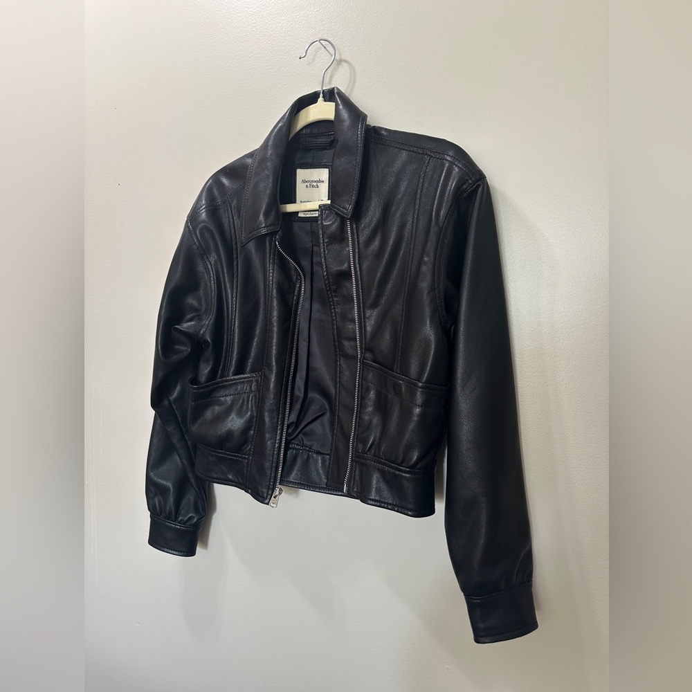 Faux Leather Bomber Jacket